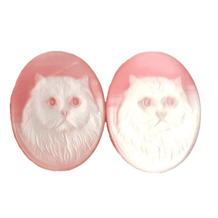 27X35MM CAT CAMEO CAT'S EYE PINK